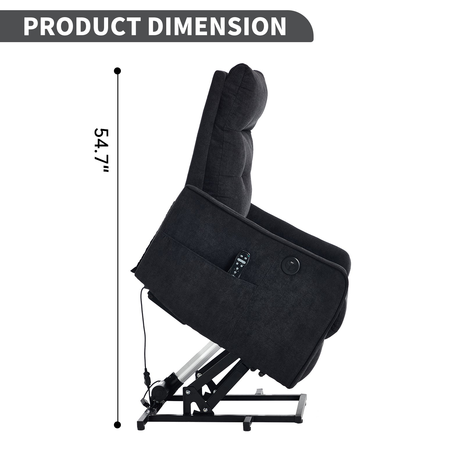 Chenille Single-Motor Power Lift Recliner with Massage & Heat detail image 69