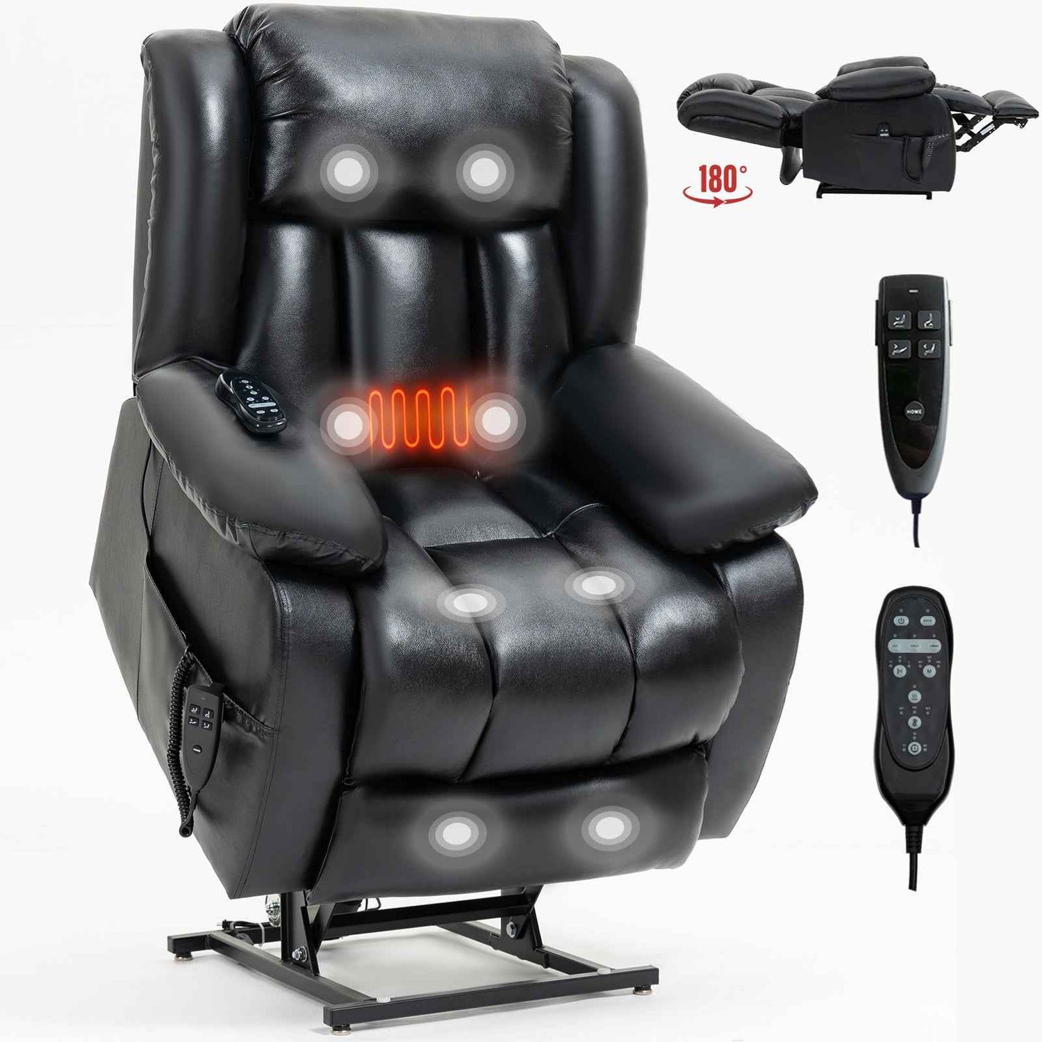 Dual-Motor Power Lift Genuine Leather Heat & Massage Recliner product image