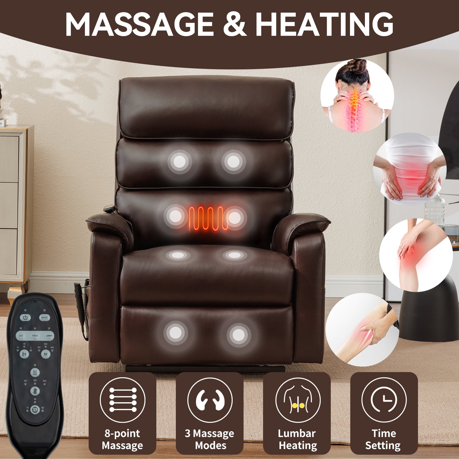Dual-Motor Power Lift Heat & Massage Recliner detail image 15