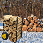 Rolling Steel Firewood Log Cart & Storage Rack for workshop, garage, storage, or utility use