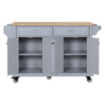 Rubberwood Drop-Leaf Kitchen Cart with 3 Drawers product view 27