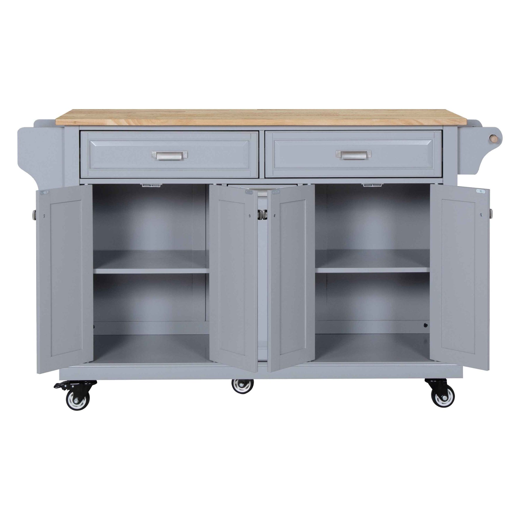Rubberwood Drop-Leaf Kitchen Cart with 3 Drawers product view 27