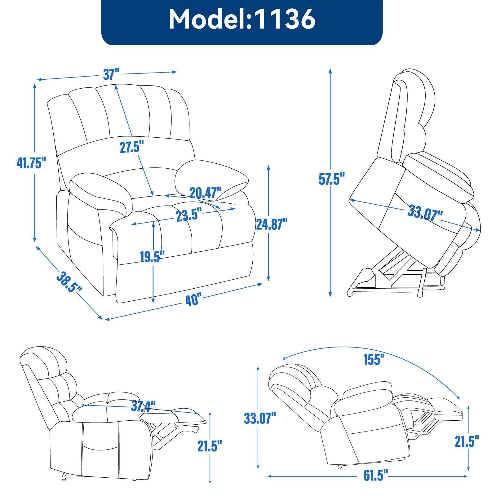Chenille Power Lift Recliner detail image 42