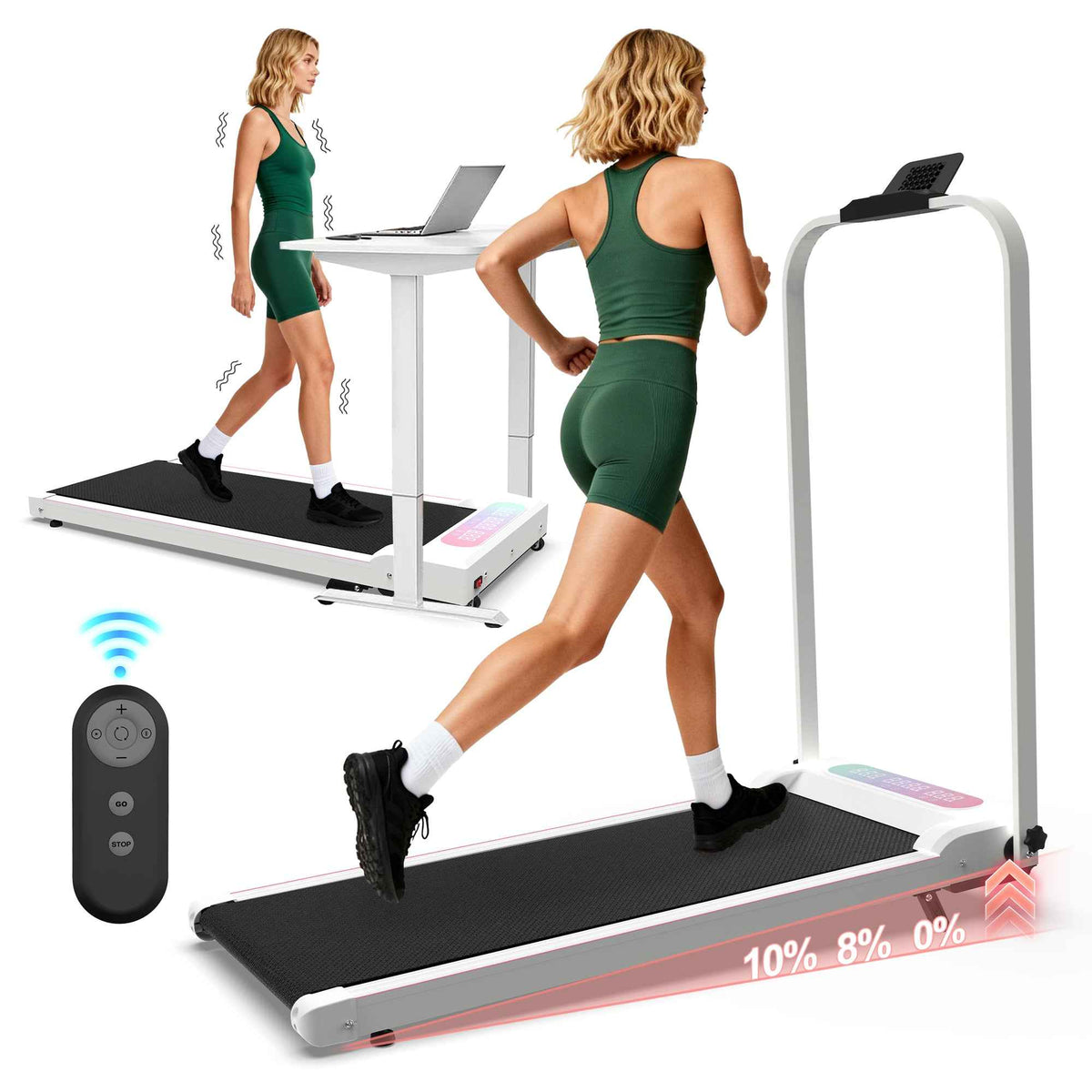 Foldable Under-Desk Walking Pad with Handlebar & Incline under-desk walking pad