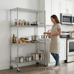 Heavy-Duty Adjustable Wire Shelving Unit with Wheels & Levelers for workshop, garage, storage, or utility use