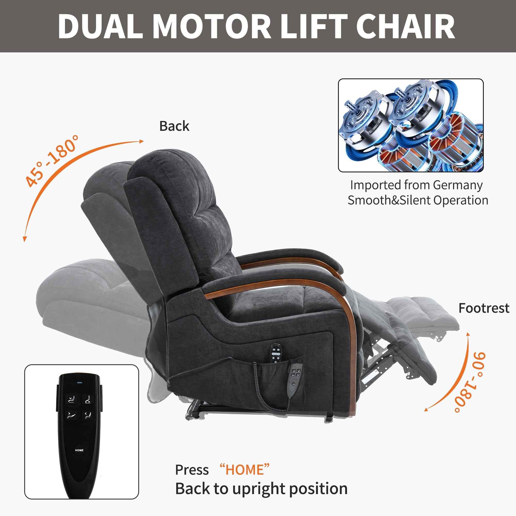 Power Chenille Lift Recliner Chair Dual Motor Infinite Position Up to 350 Pounds detail image 61