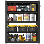 Industrial Heavy-Duty Metal 5-Tier Adjustable Shelving Unit with Pegboard for workshop, garage, storage, or utility use