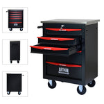 Rolling 5-Drawer Steel Tool Chest with Stainless Steel Top for workshop, garage, storage, or utility use