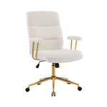 Textured Boucle Gold Office Chair with Padded Arms workspace desk setup