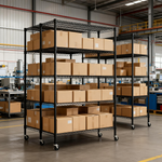 Heavy-Duty Adjustable Wire Shelving Unit with Wheels & Levelers for workshop, garage, storage, or utility use