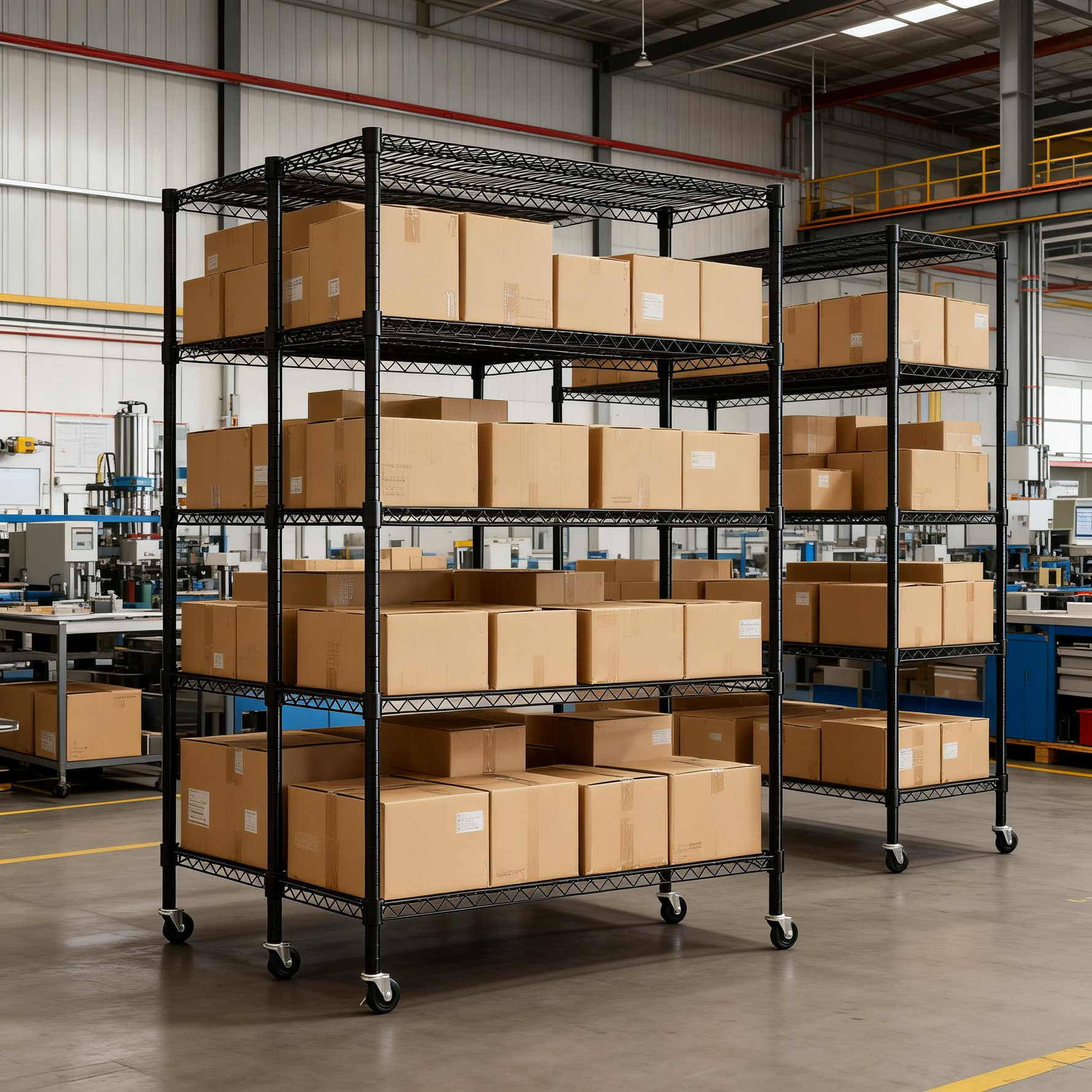Heavy-Duty Adjustable Wire Shelving Unit with Wheels & Levelers for workshop, garage, storage, or utility use