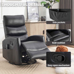 Heat Massage Manual Recliner Chair with Rocker and Swivel in Fabric for Living Room detail image 4
