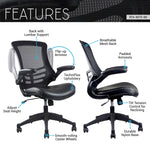Techni Mobili Stylish Mid-Back Mesh Office Chair with Adjustable Arms, Black for home office seating