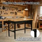 Heavy-Duty Adjustable Workbench with Power Outlet for workshop, garage, storage, or utility use