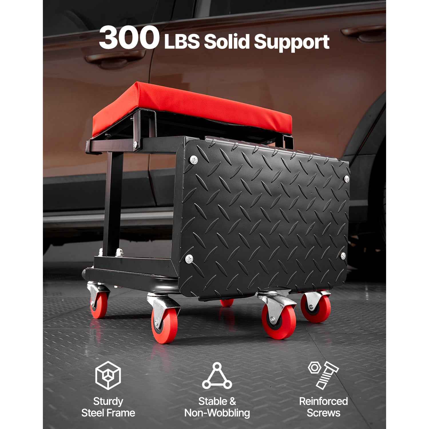 VEVOR Rolling Mechanic Work Seat, 300 lb Capacity product image