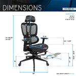Techni Mobili Reclining Mesh Office Chair with Footrest for home office seating