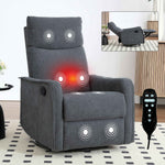 Heat Massage Manual Recliner Chair with Rocker and Swivel in Fabric for Living Room detail image 77