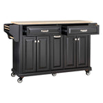 Rubberwood Drop-Leaf Kitchen Cart with 3 Drawers product view 18