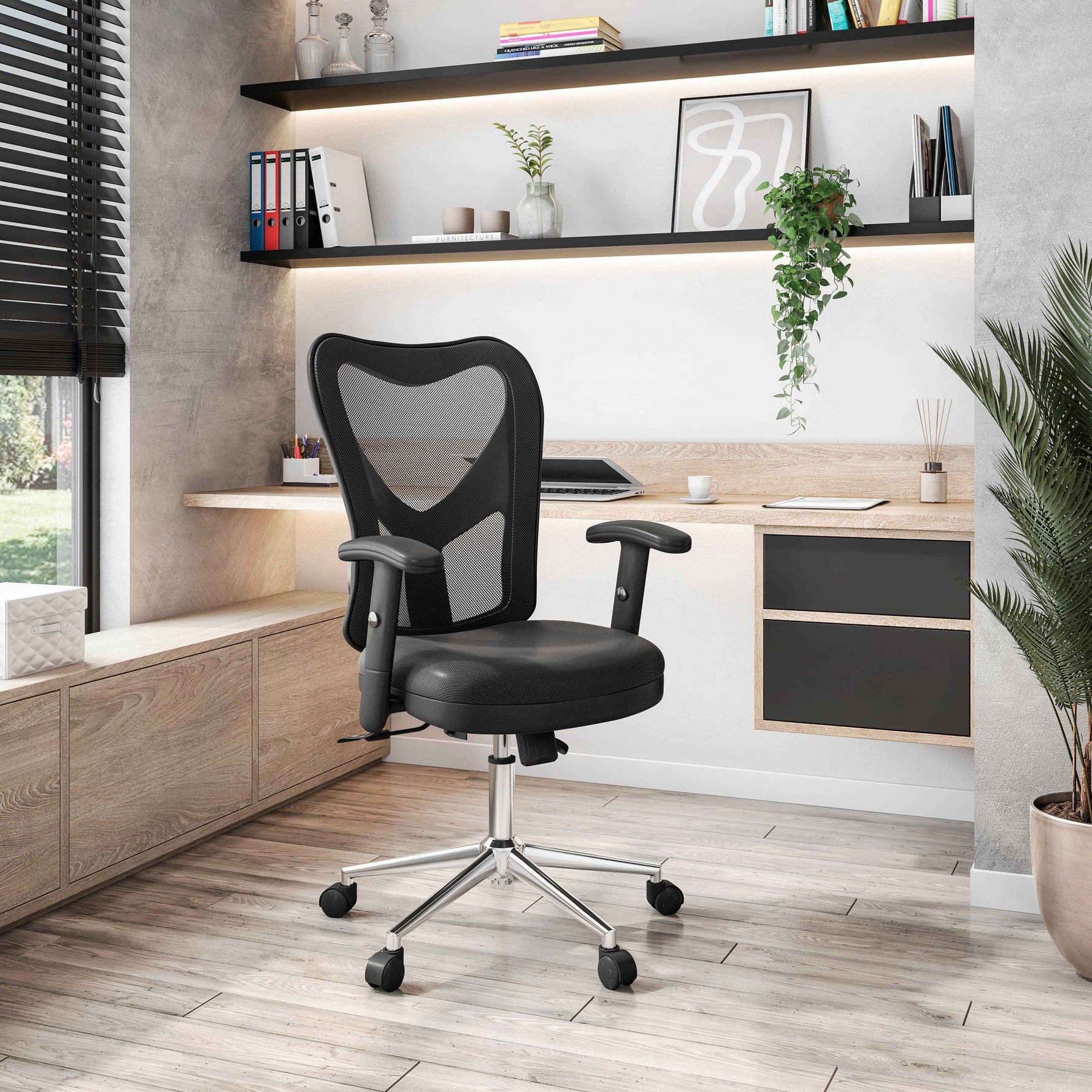 Techni Mobili High-Back Mesh Office Chair, Black for home office seating