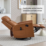 Genuine Leather Heat Massage Manual Recliner Chair with Rocker and Swivel for Living Room detail image 66