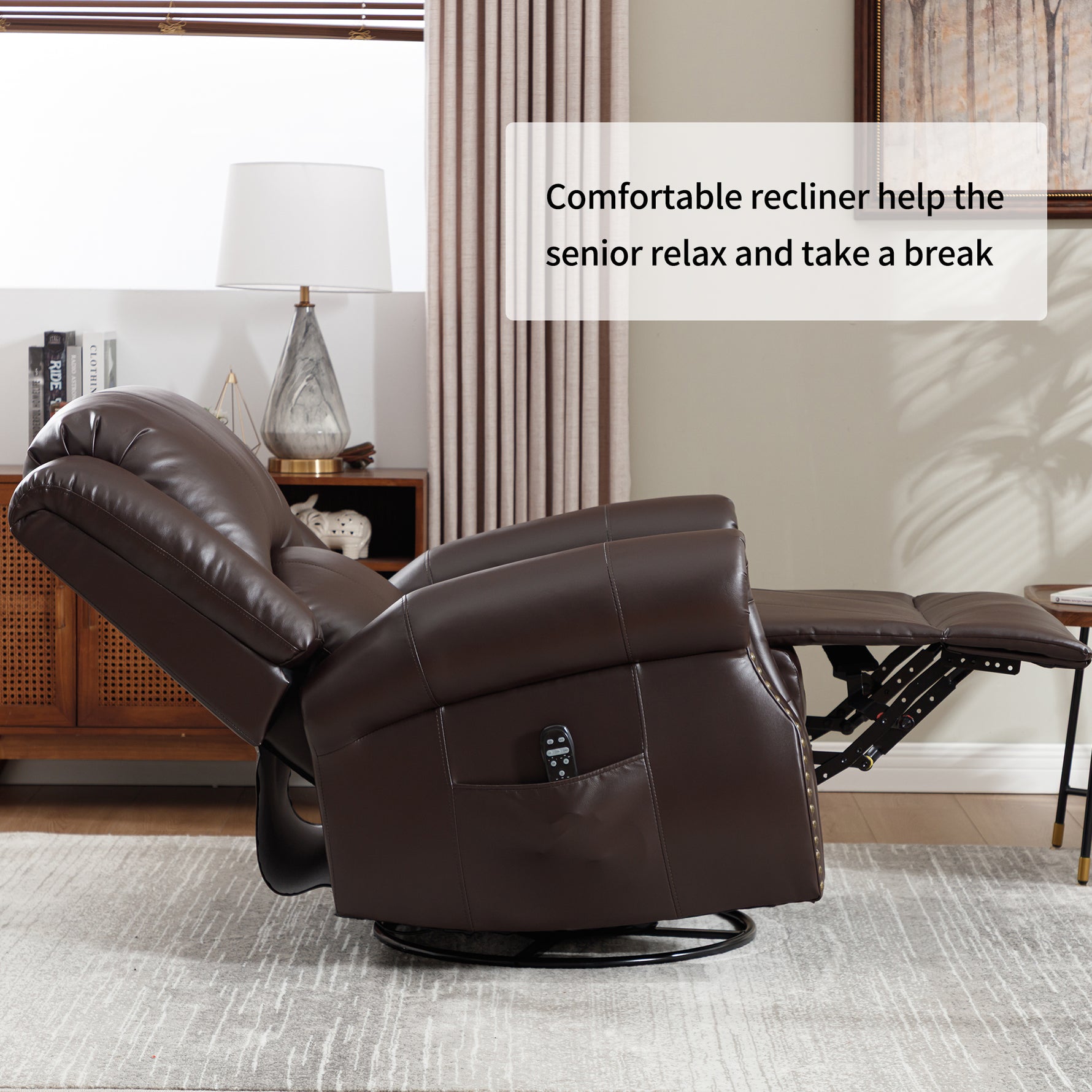 Heat Massage Manual Recliner Chair with Rocker and Swivel for Living Room detail image 25