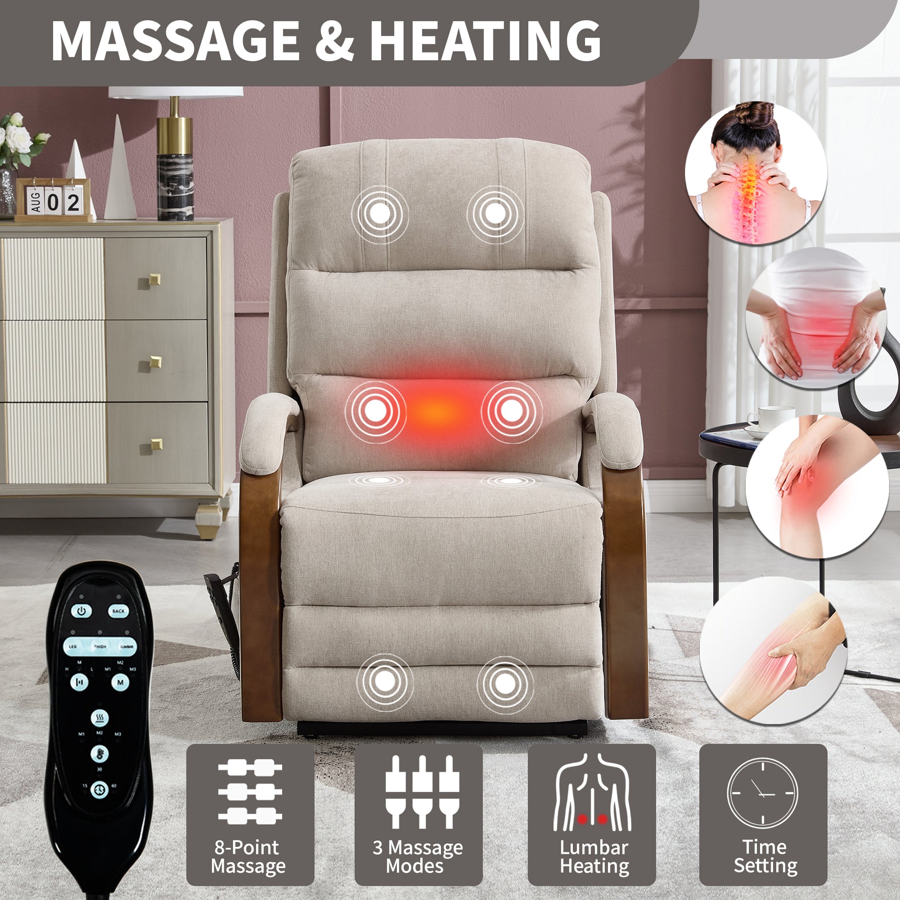 Power Chenille Lift Recliner Chair Dual Motor Infinite Position Up to 350 Pounds detail image 83