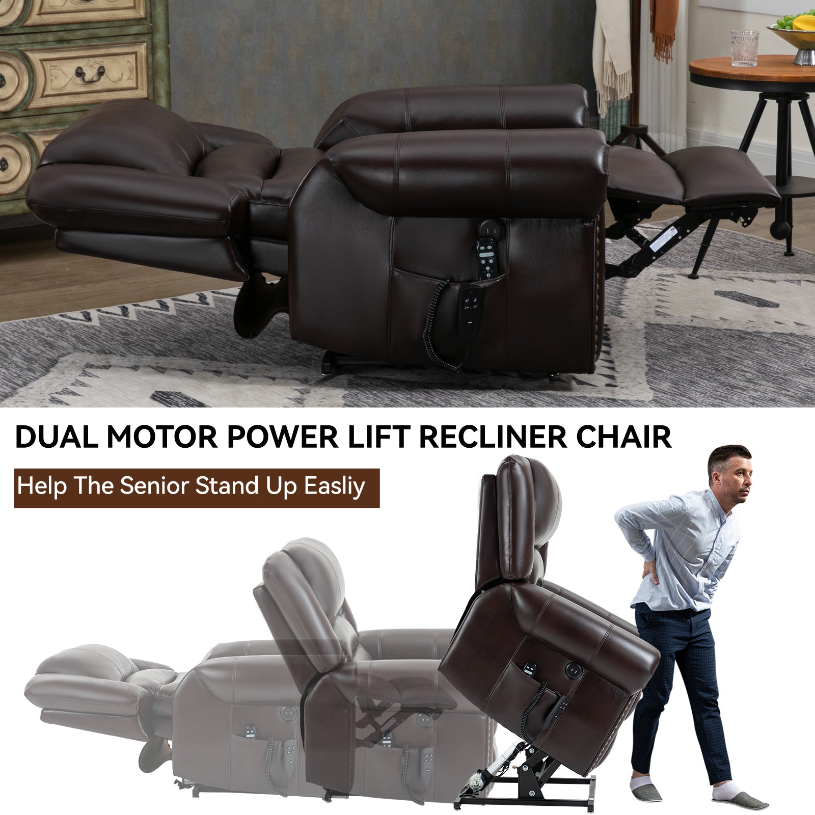 Large Dual-Motor Power Lift Heat & Massage Recliner detail image 106
