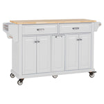 Rubberwood Drop-Leaf Kitchen Cart with 3 Drawers product view 1