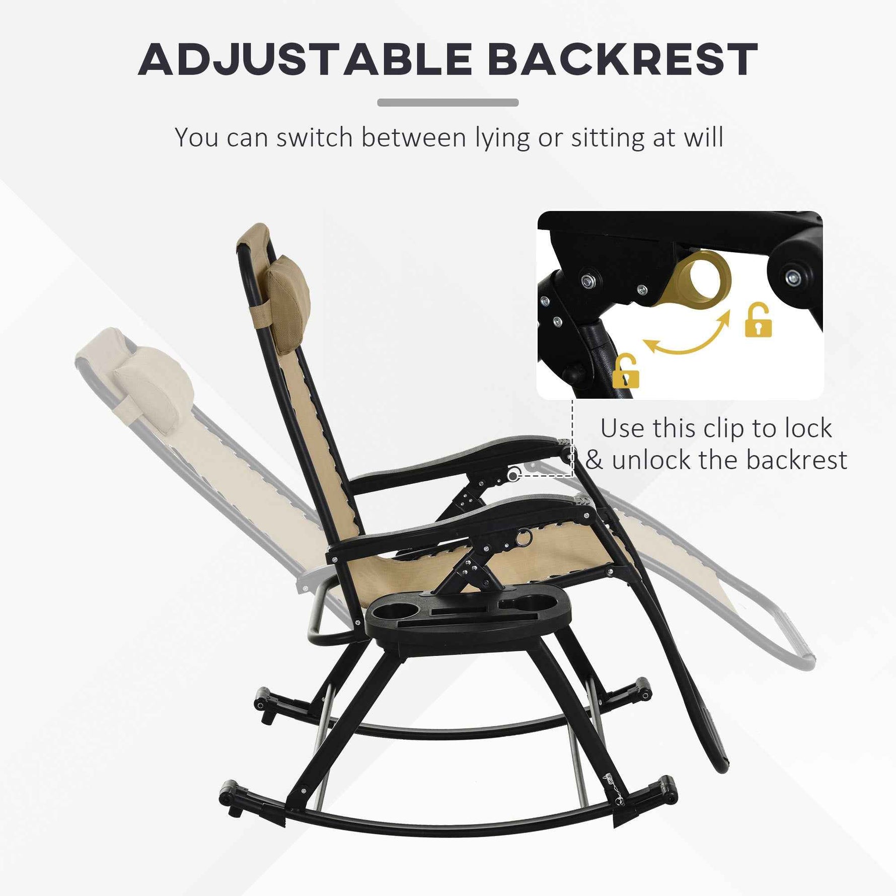 Outsunny Folding Zero Gravity Rocking Chair Set detail image 25