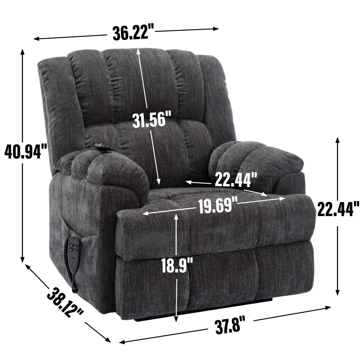 Dual-Motor Heat & Massage Power Lift Recliner, 350 lb Capacity detail image 46