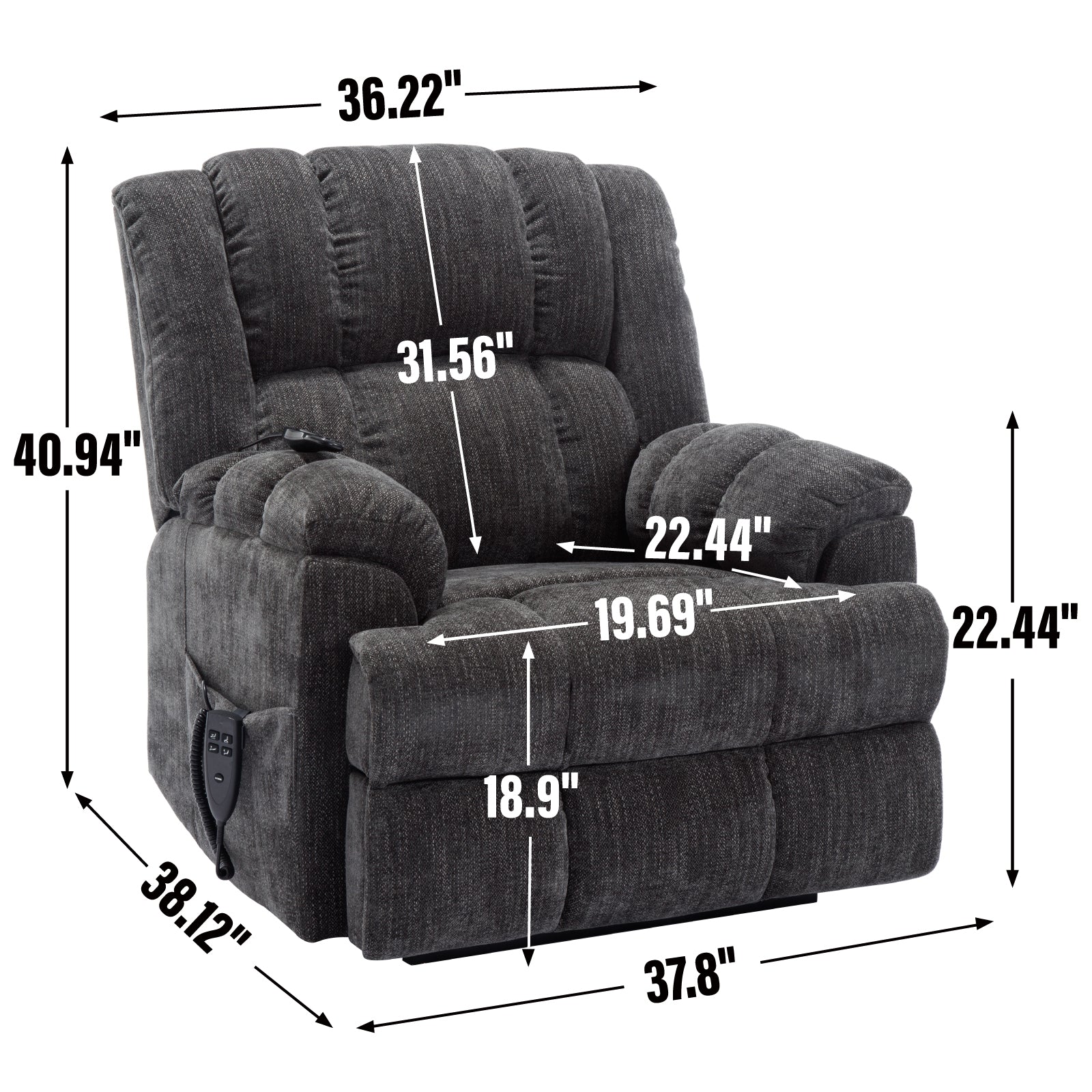 Dual-Motor Heat & Massage Power Lift Recliner, 350 lb Capacity detail image 46