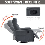 Heat Massage Manual Recliner Chair with Rocker and Swivel in Fabric for Living Room detail image 83