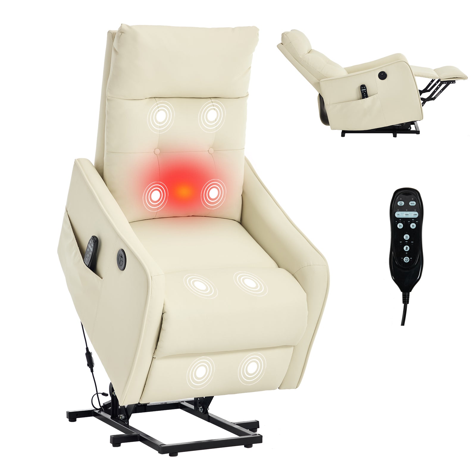 Single Motor Power Lift Recliner Chair with Massage & Heat detail image 66