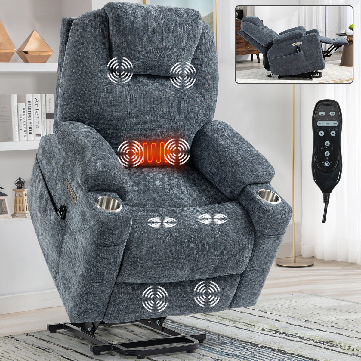 Dual-Motor Leather-Air Power Lift Recliner detail image 61