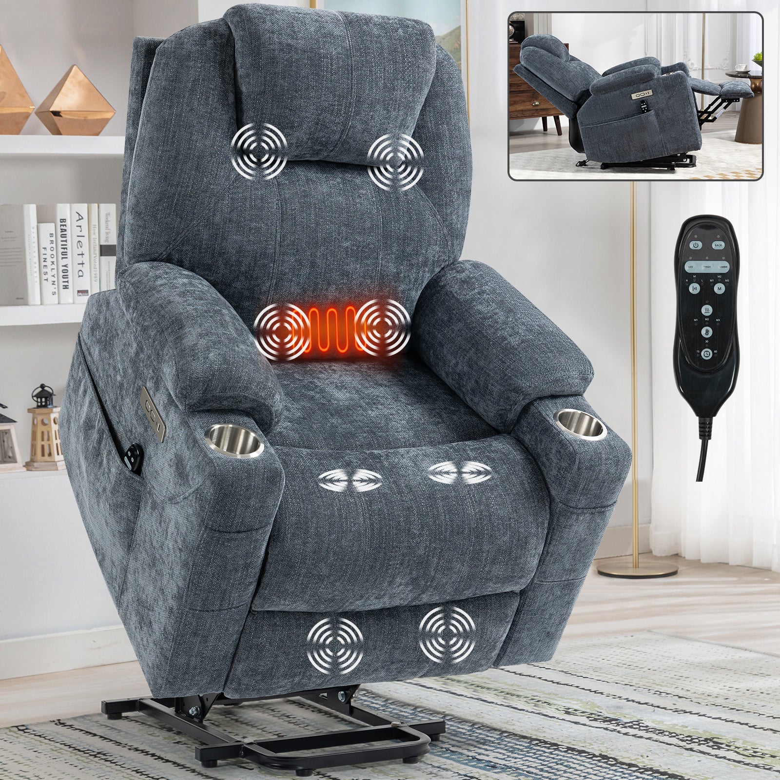Dual-Motor Leather-Air Power Lift Recliner detail image 61