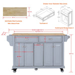 Rubberwood Drop-Leaf Kitchen Cart with 3 Drawers product view 34
