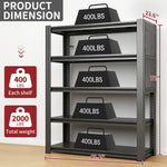 Industrial Heavy-Duty Metal 5-Tier Adjustable Shelving Unit with Pegboard for workshop, garage, storage, or utility use