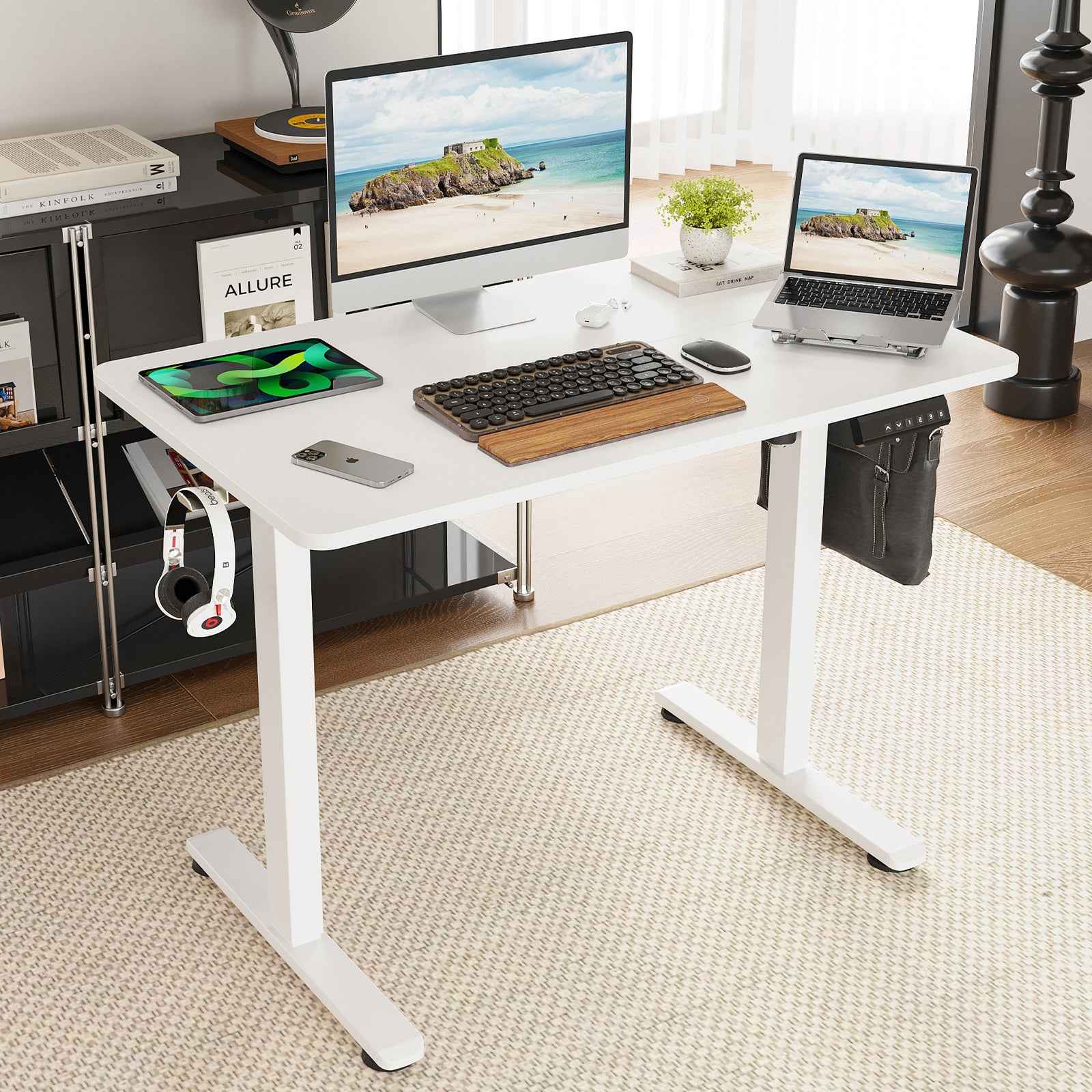 STARY Electric Standing Desk with Splice Board workspace desk setup
