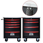 Rolling 5-Drawer Steel Tool Chest with Stainless Steel Top for workshop, garage, storage, or utility use