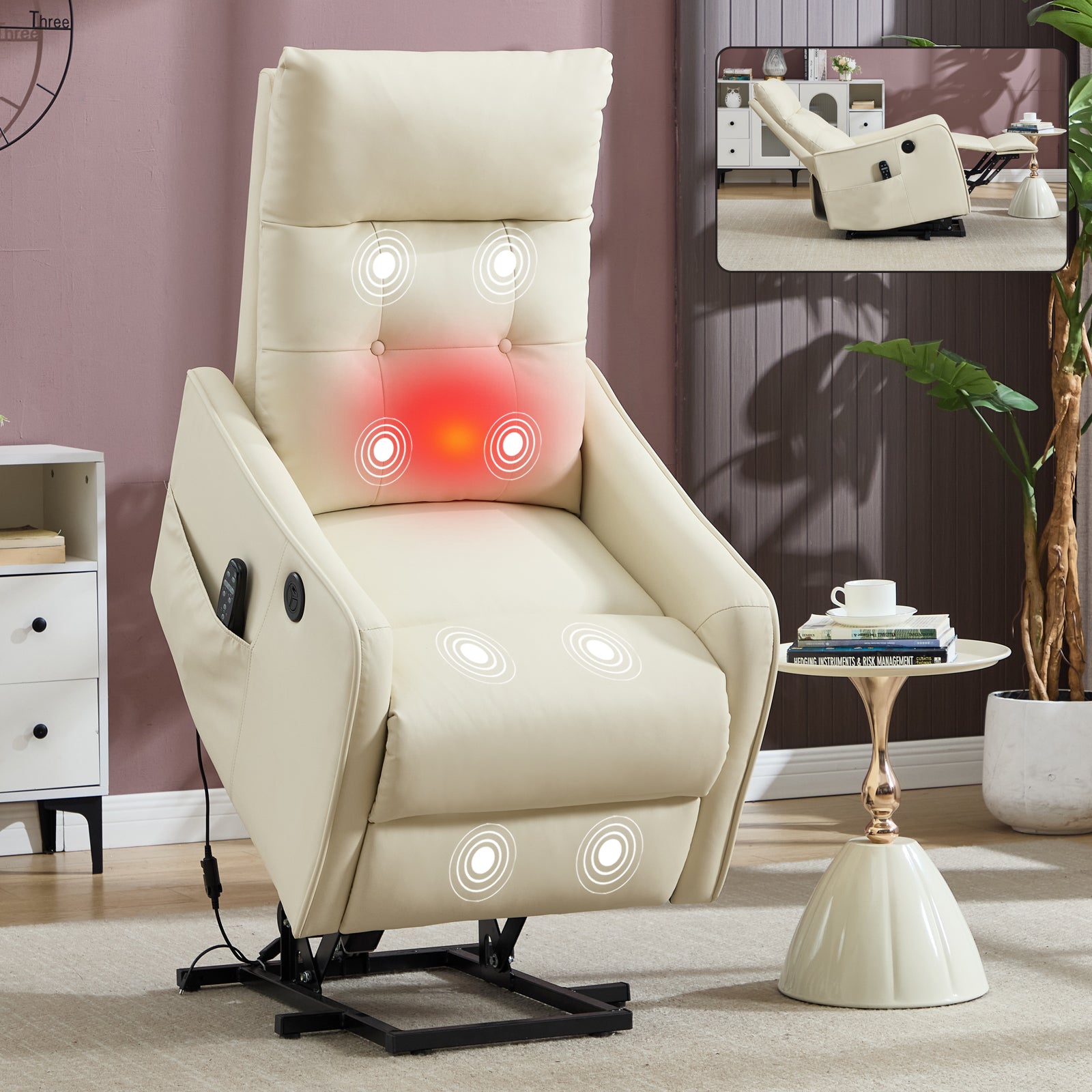 Single Motor Power Lift Recliner Chair with Massage & Heat detail image 64