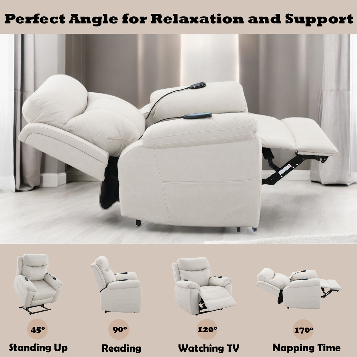 Chriki Power Recliner with Lift and Heating and Massage detail image 35