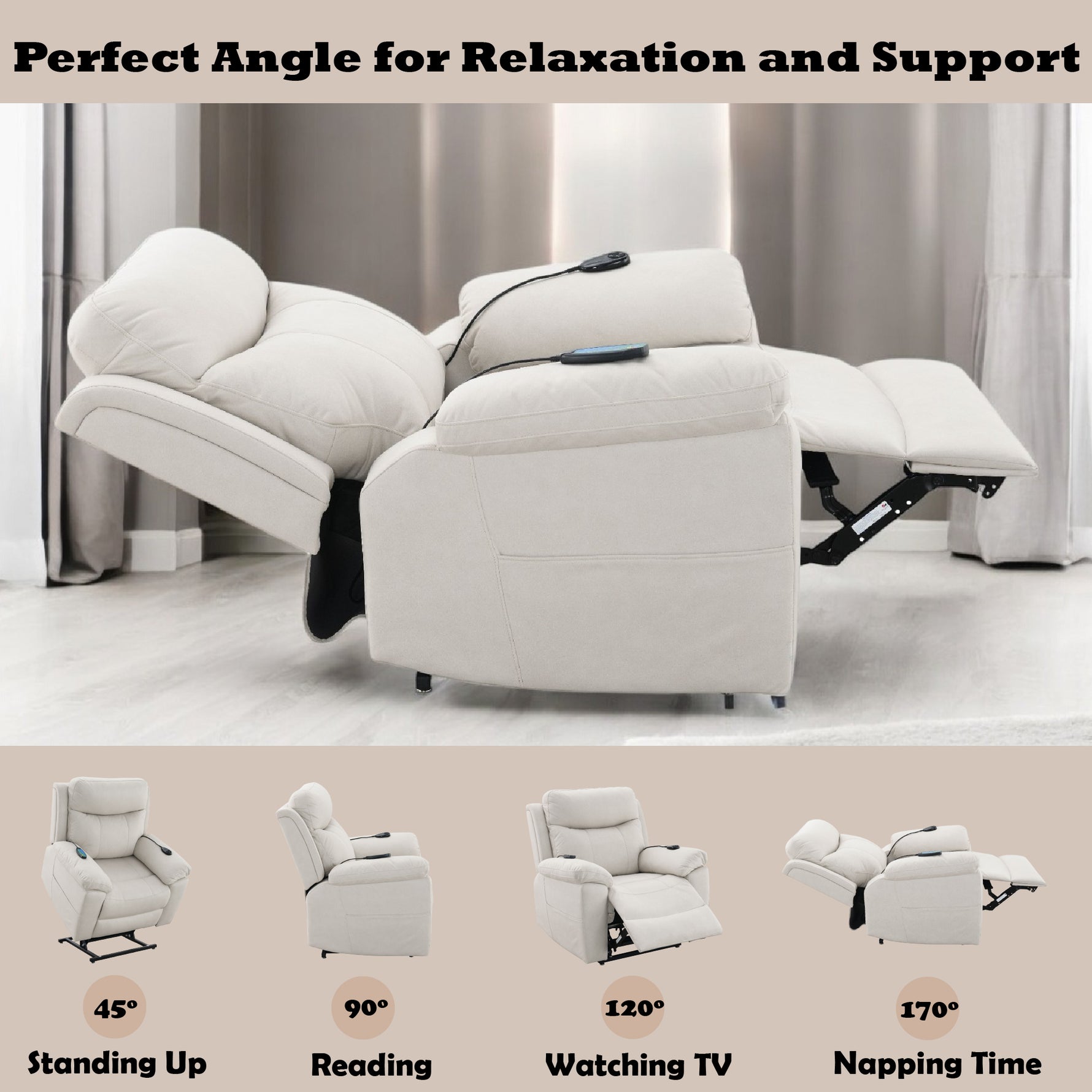 Chriki Power Recliner with Lift and Heating and Massage detail image 35