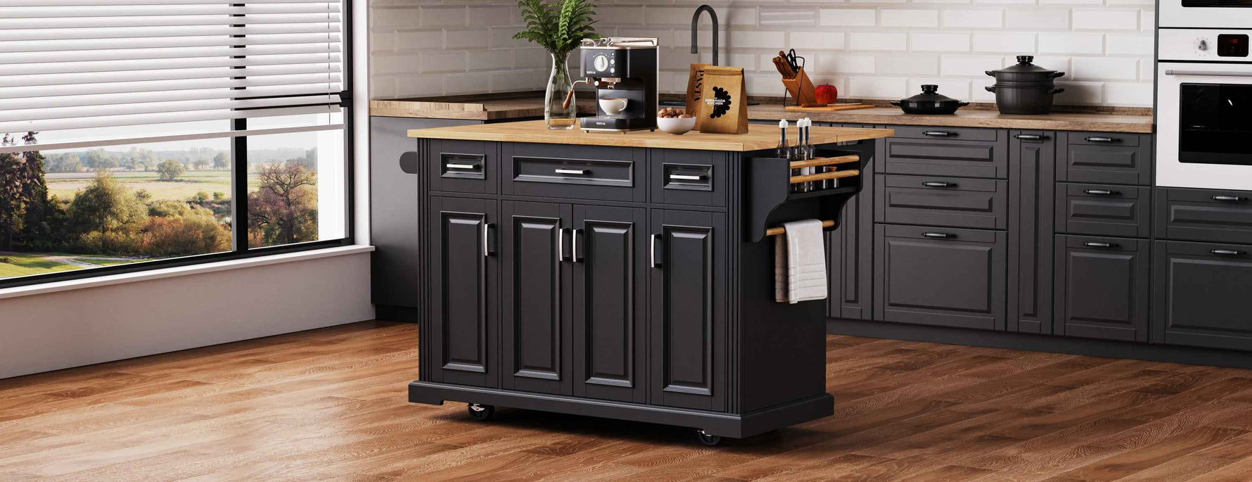 54 in. Rolling Kitchen Island with Drop Leaf & Storage product view 63