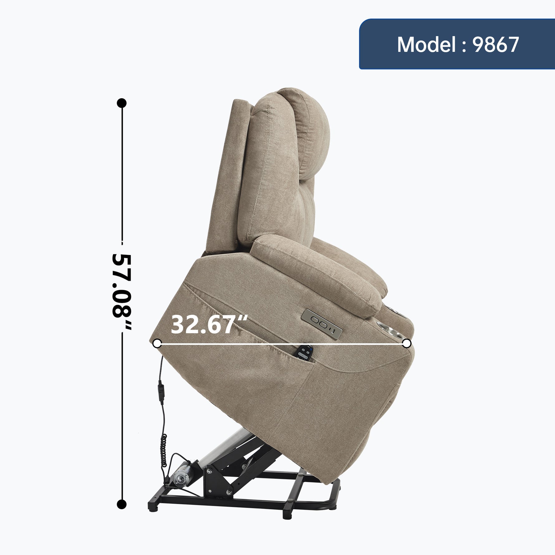 Dual-Motor Leather-Air Power Lift Recliner detail image 14