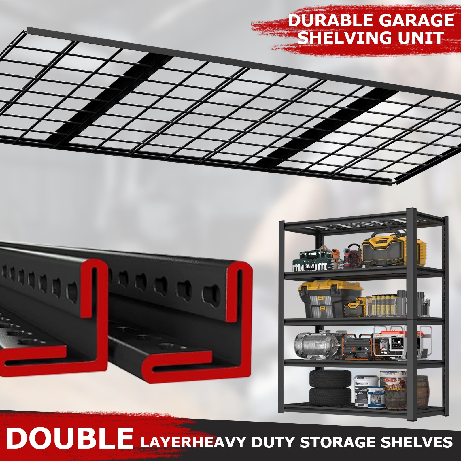 59" Heavy-Duty Metal Garage Storage Rack for workshop, garage, storage, or utility use
