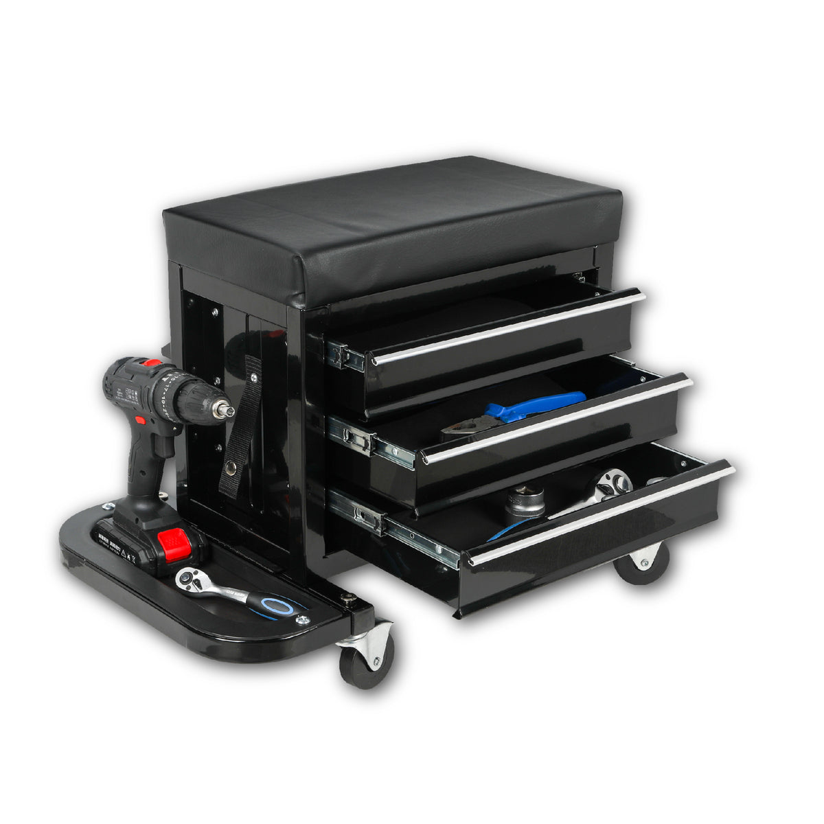 Rolling Mechanic Seat with 3-Drawer Tool Storage, 350 lb Capacity product image