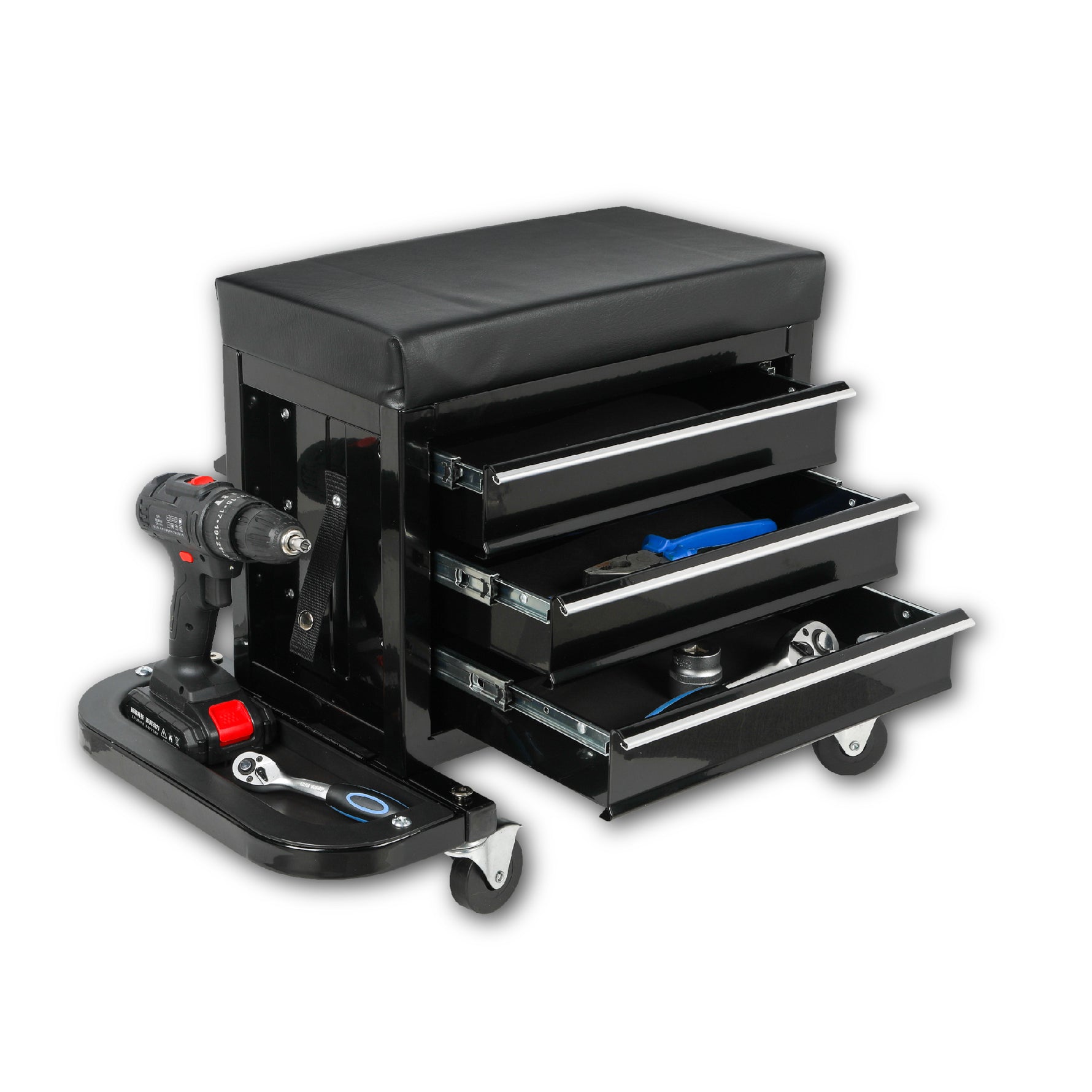 Rolling Mechanic Seat with 3-Drawer Tool Storage, 350 lb Capacity product image