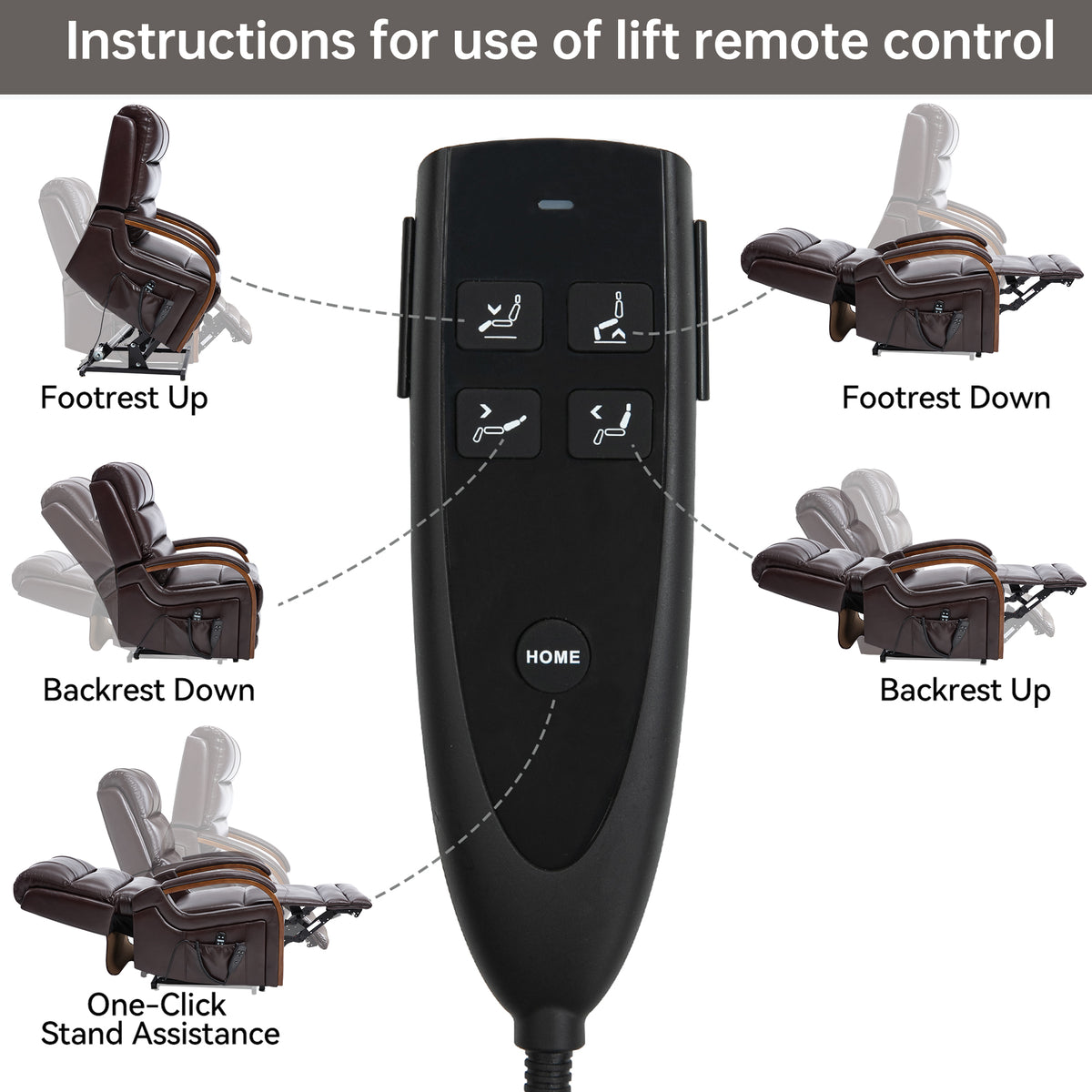Dual-Motor Leather-Air Power Lift Recliner detail image 6