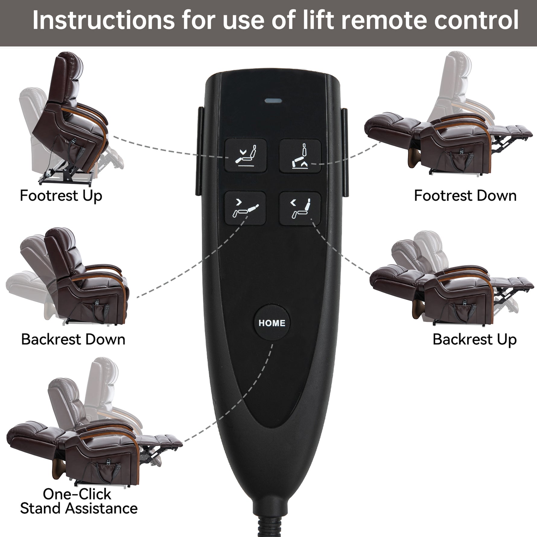 Dual-Motor Leather-Air Power Lift Recliner detail image 6