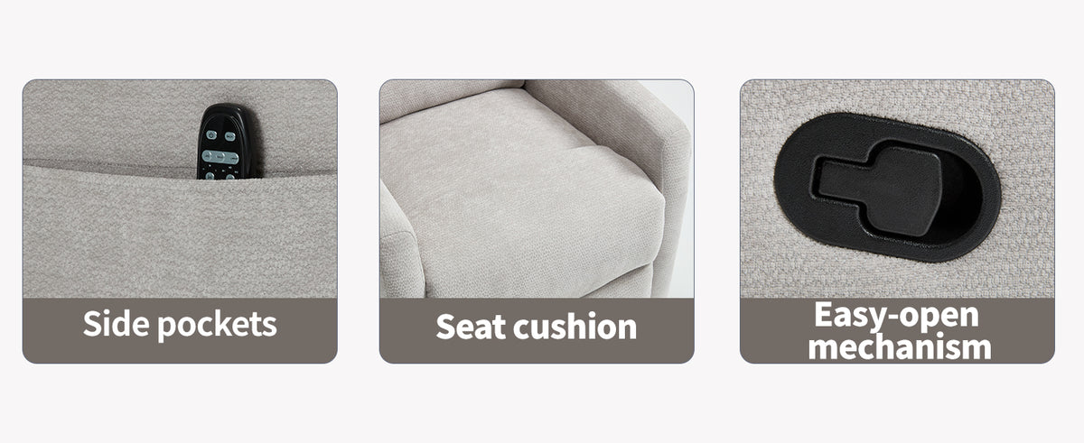 Heat Massage Manual Recliner Chair with Rocker and Swivel in Fabric for Living Room detail image 35